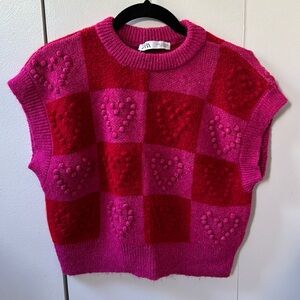 Zara - Checked heart knit (cropped)